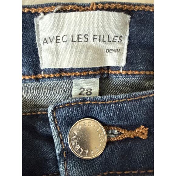 Avec Les Filles Jeans “It Girl” High-Rise Flare Stretch Denim Womens Size 28 EUC - Picture 6 of 14